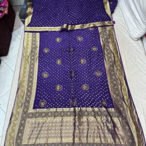 Premium Paithani Bandhani Exclusive Saree – Dark Purple (BPE-19)