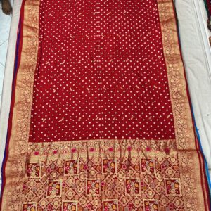 Exclusive Silk Patola Pallu Border Bandhani Saree – Maroon Red (SPP02)