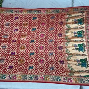 Premium Pure Meenakari Dupatta – Crimson Red (PMD-11)