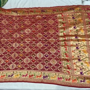 Premium Pure Meenakari Dupatta – Wine Zari (PMD-15)