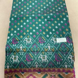 Premium Patola Without Border Saree – Bottle Green (PSWB-15)