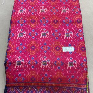 Premium Patola Without Border Saree – Ruby Pink (PSWB-16)