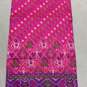 Premium Patola Without Border Saree – Magenta Pink (PSWB-02)