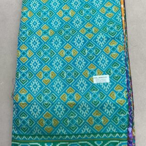 Premium Patola Without Border Saree – Aqua Cyan (PSWB-23)
