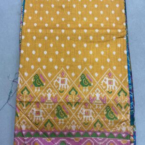 Premium Patola Without Border Saree – Golden Mustard (PSWB-25)