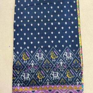 Premium Patola Without Border Saree – Midnight Navy (PSWB-28)
