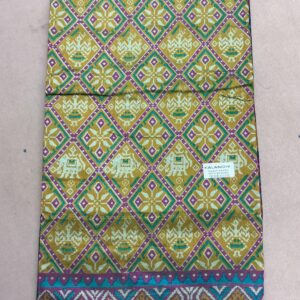 Premium Patola Without Border Saree – Heritage Olive (PSWB-29)