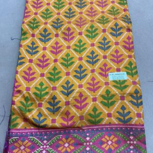 Premium Patola Without Border Saree – Mustard Yellow (PSWB-03)