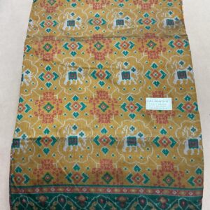 Premium Patola Without Border Saree – Olive Gold (PSWB-09)