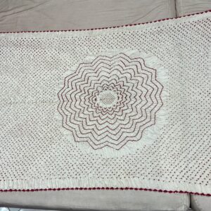 Premium Pure Silk Bandhani Saree – Pearl White (PSB-10)