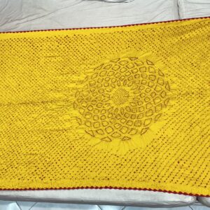 Premium Pure Silk Bandhani Saree – Mustard Yellow (PSB-11)