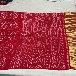 Premium Pure Silk Bandhani Saree – Ruby Red (PSB-15)