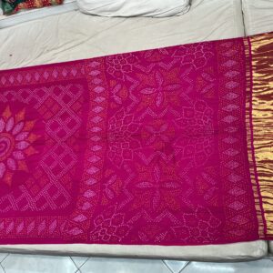 Premium Pure Silk Bandhani Saree – Magenta Pink (PSB-09)