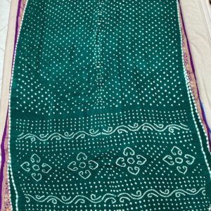 Premium Pure Bandhani Saree - Scallow Border Sea Green (BSB-10)