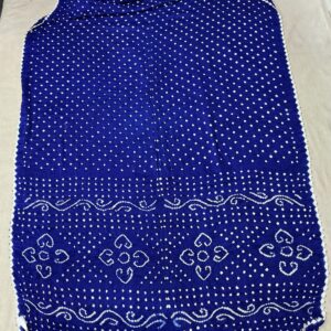 Premium Pure Bandhani Saree - Scallow Border Royal Blue (BSB-09)