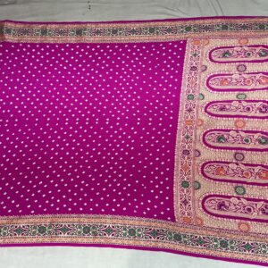 Premium Semi Georgette Bandhani Saree – Fuchsia Pink (SGB-10)