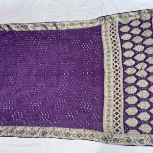 Premium Semi Georgette Bandhani Saree – Imperial Purple (SGB-12)
