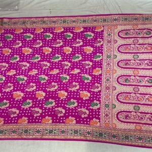 Premium Semi Georgette Bandhani Saree – Magenta Rose (SGB-09)
