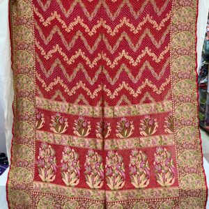 Premium Pure Bandhani Meenakari Saree – Crimson Red (MPB-10)