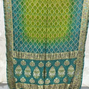 Premium Pure Bandhani Meenakari Saree – Lime Yellow Green (MPB-11)