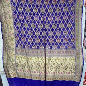 Premium Pure Bandhani Meenakari Saree – Indigo Blue (MPB-14)