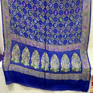 Premium Pure Bandhani Meenakari Saree – Dark Blue (MPB-18)