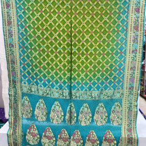 Premium Pure Bandhani Meenakari Saree – Multi Color Green (MPB-20)