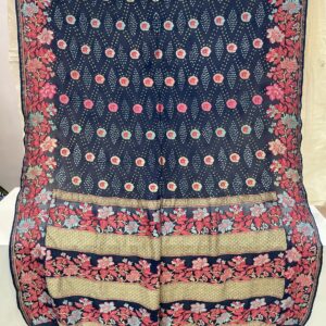 Premium Pure Banarasi Rai Bandhani Saree – Black (BRB-10)