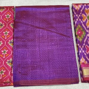 Premium Patola Print Dress Material – Magenta & Purple (PTD-17)