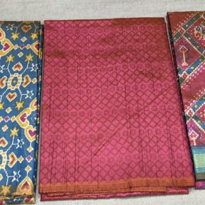 Premium Patola Print Dress Material – Blue & Onion Patola (PTD-19)