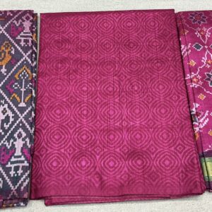 Premium Patola Print Dress Material – Wine & Pink Shaded (PTD-20)