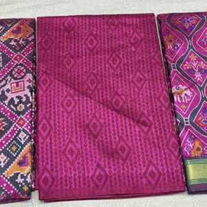 Premium Patola Print Dress Material – Dark Magenta & Violet (PTD-22)