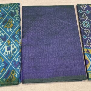Premium Patola Print Dress Material – Teal & Dark Blue (PTD-23)