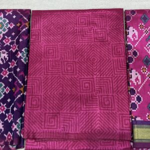 Premium Patola Print Dress Material – Violet & Magenta (PTD-09)