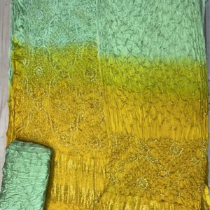 Ombray Exclusive Dress Material – Mustard & Green Shaded (OEDM-39)