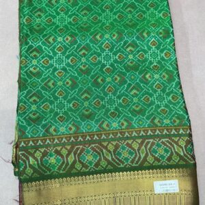 Patola with Zari Border Saree – Parrot Green (PSZB-19)