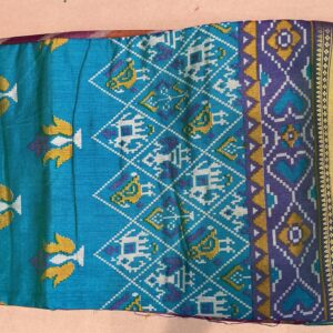 Patola with Zari Border Saree – Turquoise Teal (PSZB-02)
