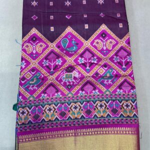 Patola with Zari Border Saree – Ruby Maroon (PSZB-20)