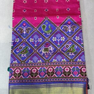 Patola with Zari Border Saree – Hot Pink (PSZB-21)