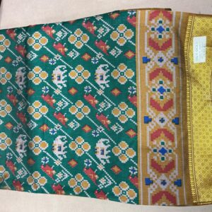 Patola with Zari Border Saree – Bottle Green (PSZB-22)