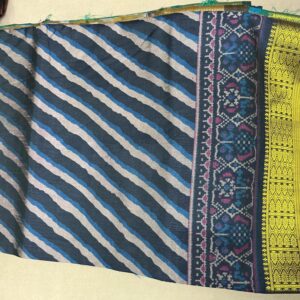 Patola with Zari Border Saree – Slate Grey (PSZB-25)