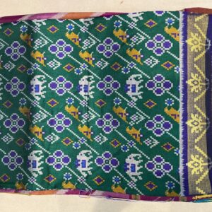 Patola with Zari Border Saree – Emerald Green (PSZB-03)