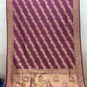 Exclusive Patola Banarasi Silk Saree – Wine & Gold Zari (PBS-14)