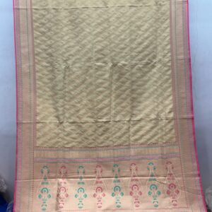 Exclusive Patola Banarasi Silk Saree – Cream & Pink Jacquard (PBS-16)