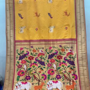 Exclusive Patola Banarasi Silk Saree – Yellow Pichwai Art (PBS-21)