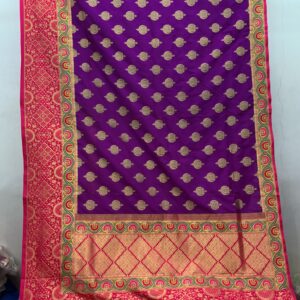 Exclusive Patola Banarasi Silk Saree – Purple & Pink Border (PBS-24)
