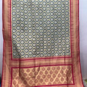 Exclusive Patola Banarasi Silk Saree – Grey & Pink Brocade (PBS-26)