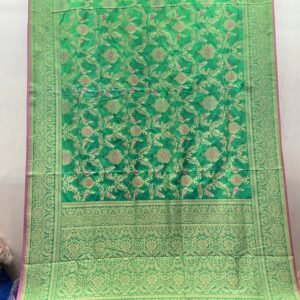 Exclusive Patola Banarasi Silk Saree – Emerald Green Floral (PBS-29)
