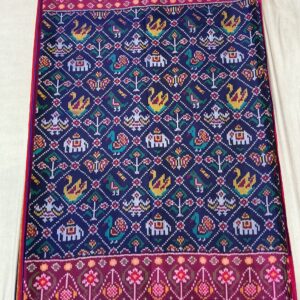 Premium Double Ikat Patola Saree – Classic Blue Pink (DIS-09)
