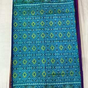 Premium Pure Patola Saree – Peacock Blue (PPS-03)